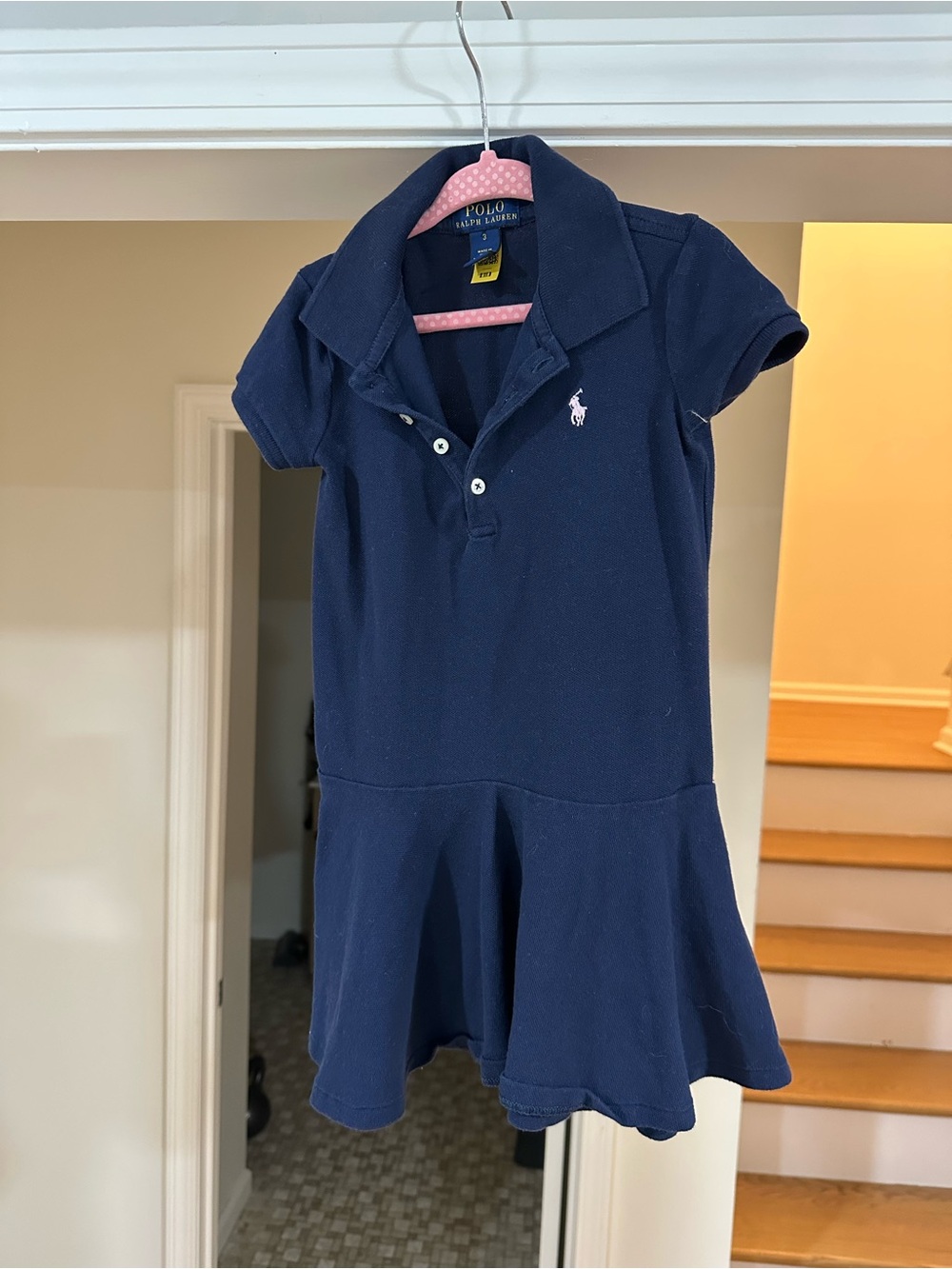 Polo by Ralph Lauren Navy Girls' Polo Dress with Pink Pony